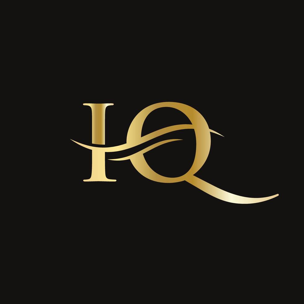 diseño de logotipo iq. diseño de logotipo premium letter iq con concepto de onda de agua vector