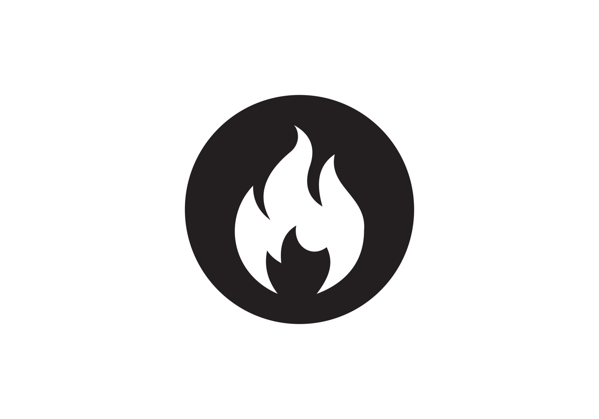 Fire logo. Fire flame burn, vector black line icon. Flammable warning