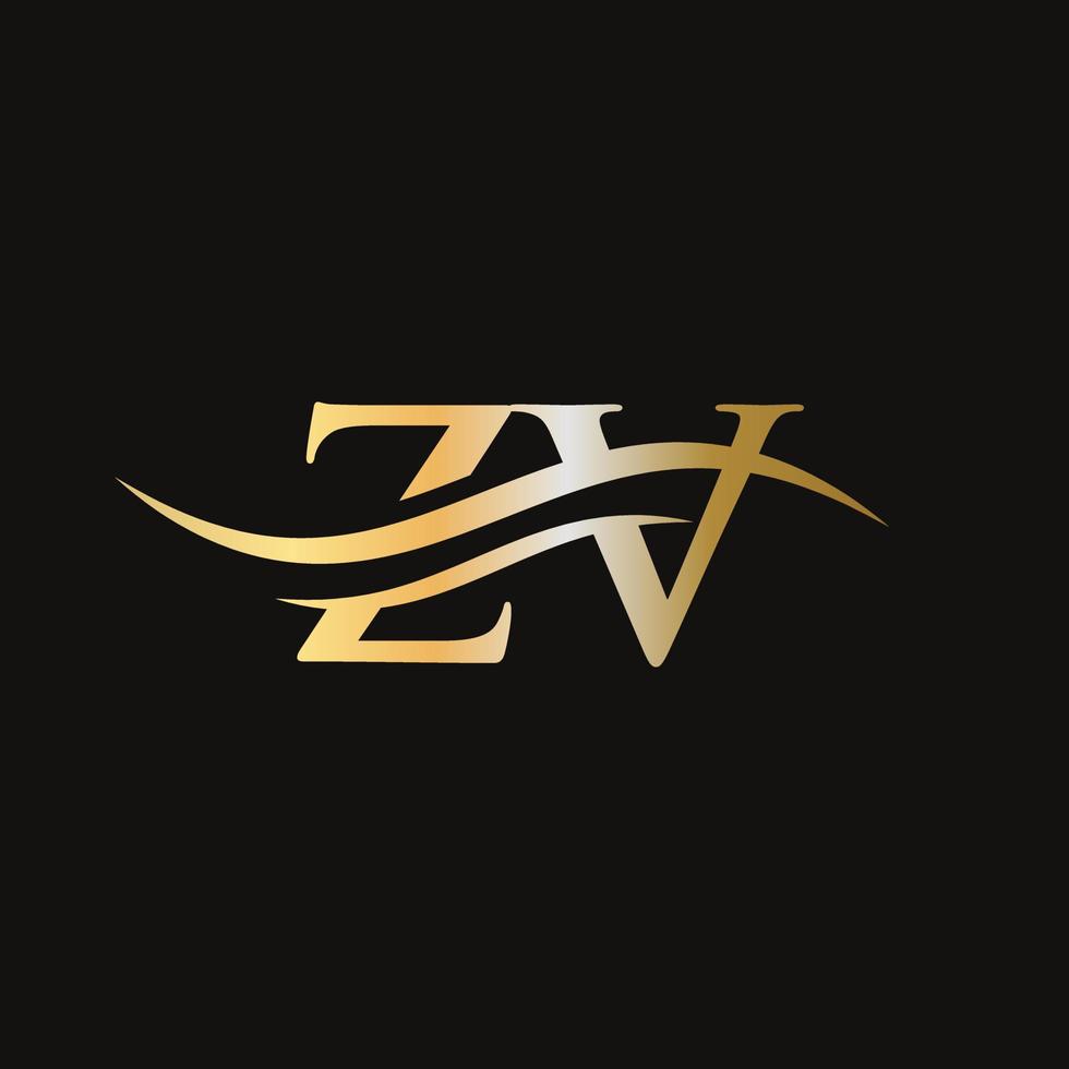 diseño de logotipo zv. diseño inicial del logotipo de la letra zv vector