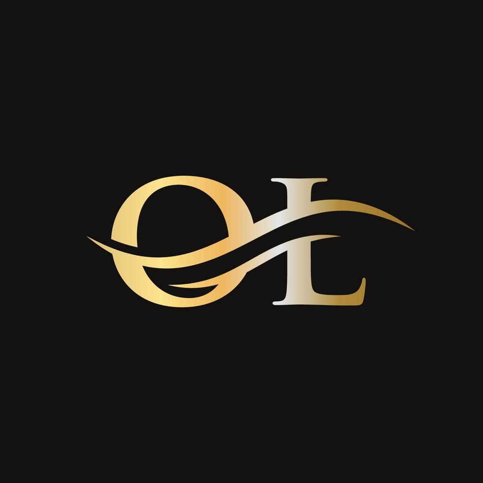 vector del logotipo del ol de la onda de agua. diseño de logotipo swoosh letter ol para identidad empresarial y empresarial
