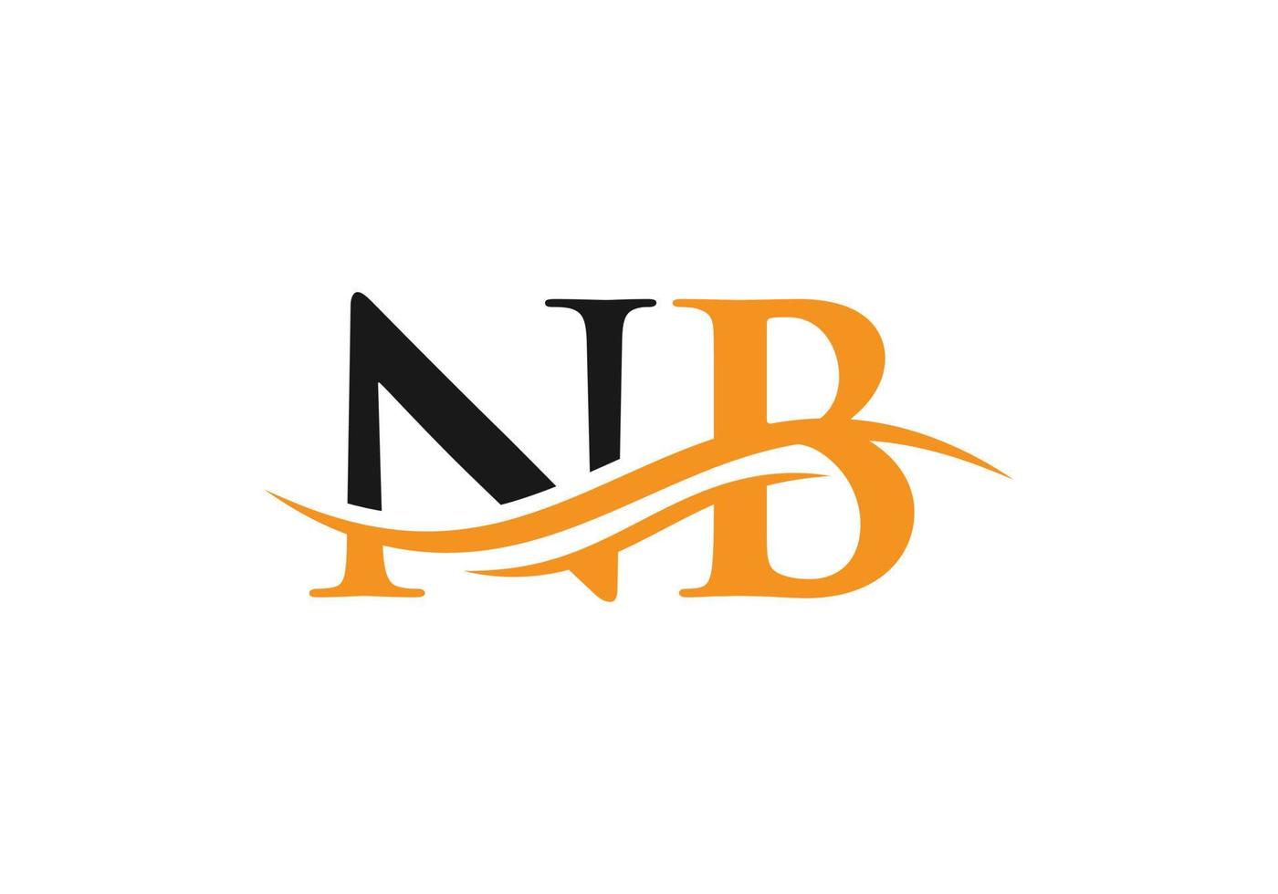 plantilla de vector de logotipo vinculado a la letra nb inicial. diseño del logotipo de la letra swoosh nb. vector de diseño de logotipo nb