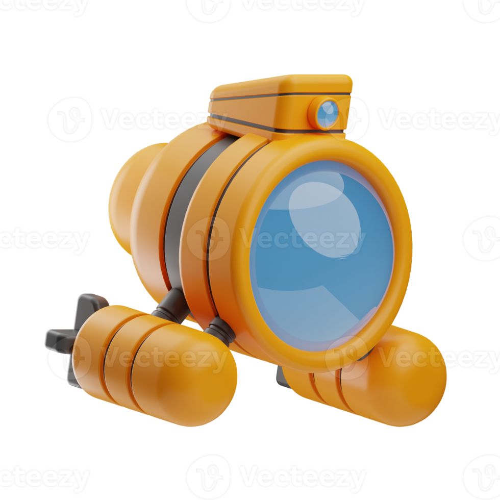 submarine object illustration 3d png