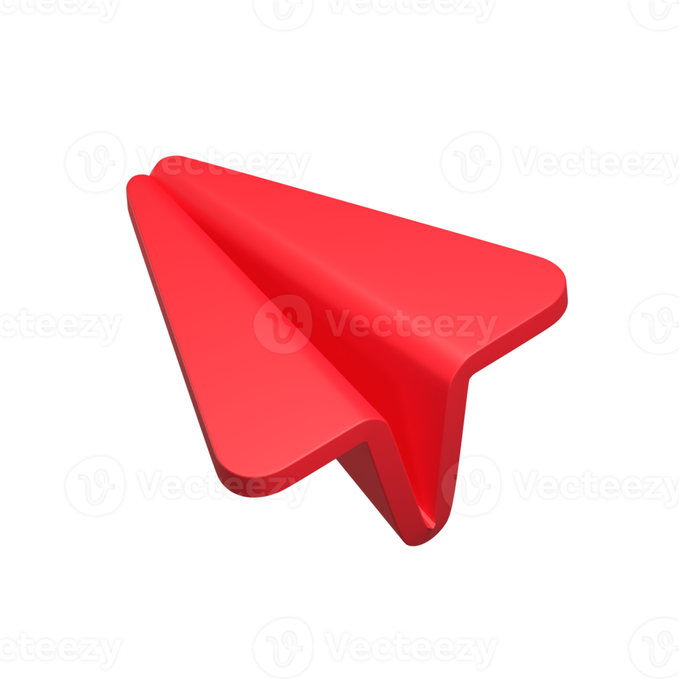 ícone de interface do usuário 3d de avião de papel vermelho png