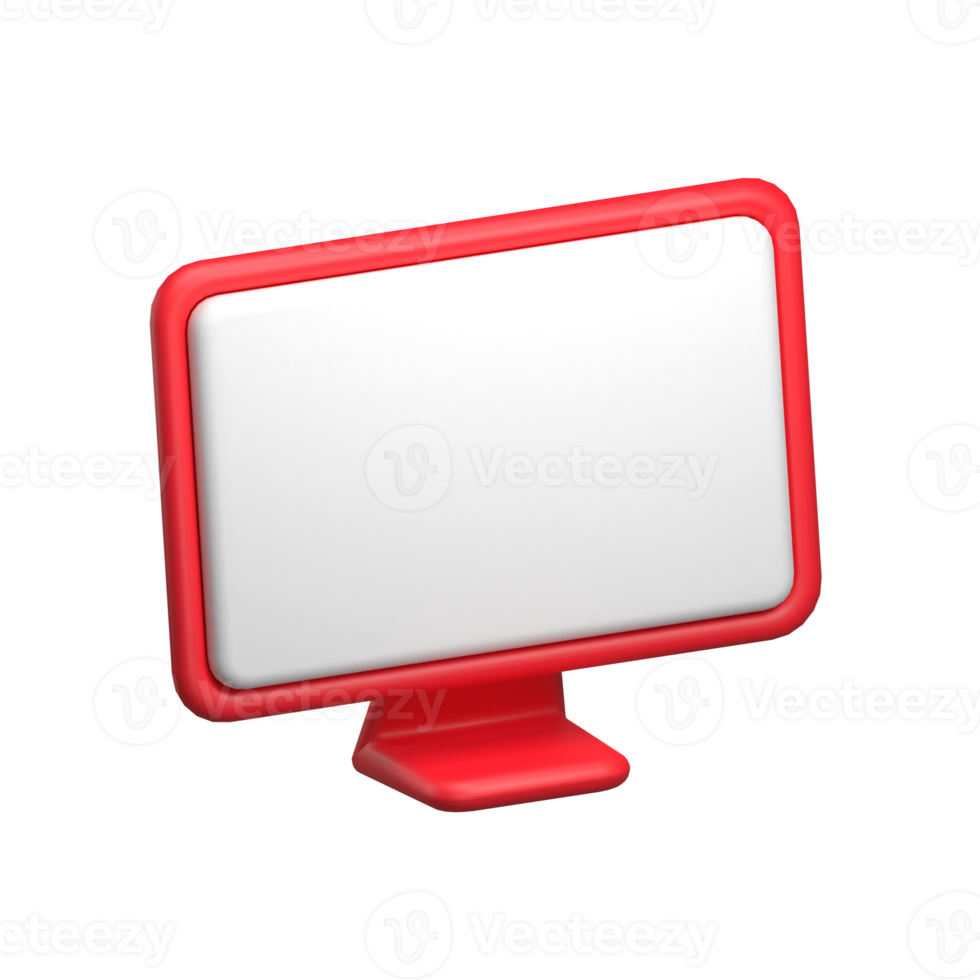 icono de interfaz de usuario 3d de monitor rojo png