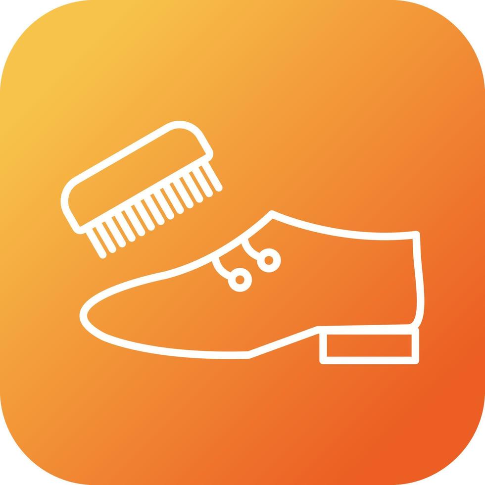 Beautiful Shoe And Brush Line Vector Icon