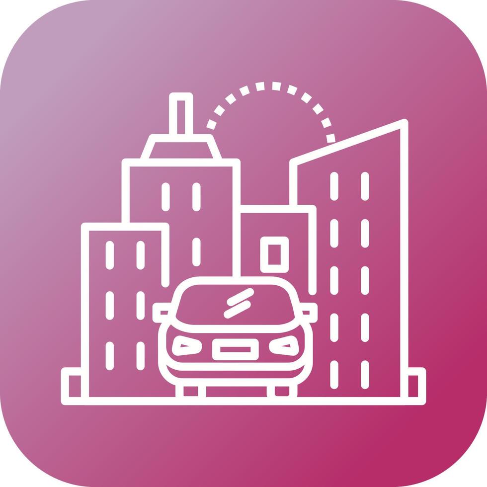 Beautiful Car in city Vector line icon