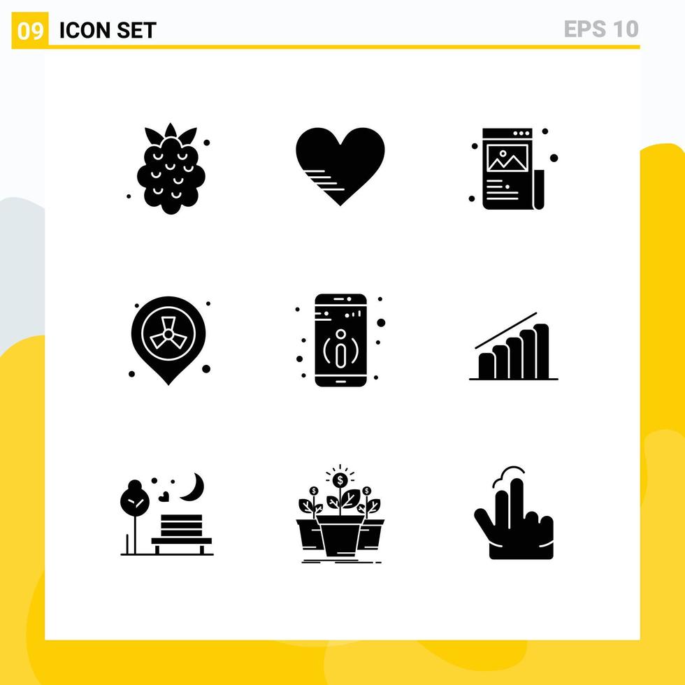 9 Thematic Vector Solid Glyphs and Editable Symbols of detail pollution art placeholder image Editable Vector Design Elements