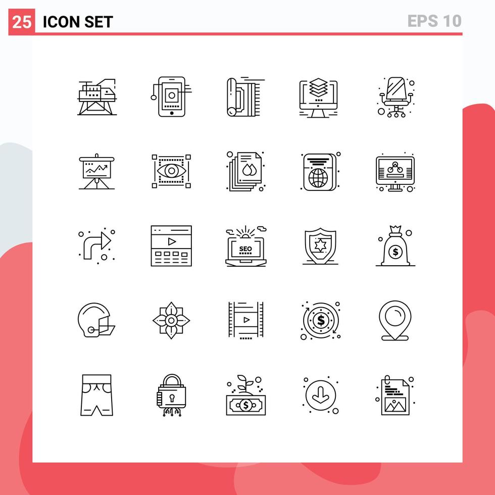 25 User Interface Line Pack of modern Signs and Symbols of duplicate file carpet design namaz Editable Vector Design Elements