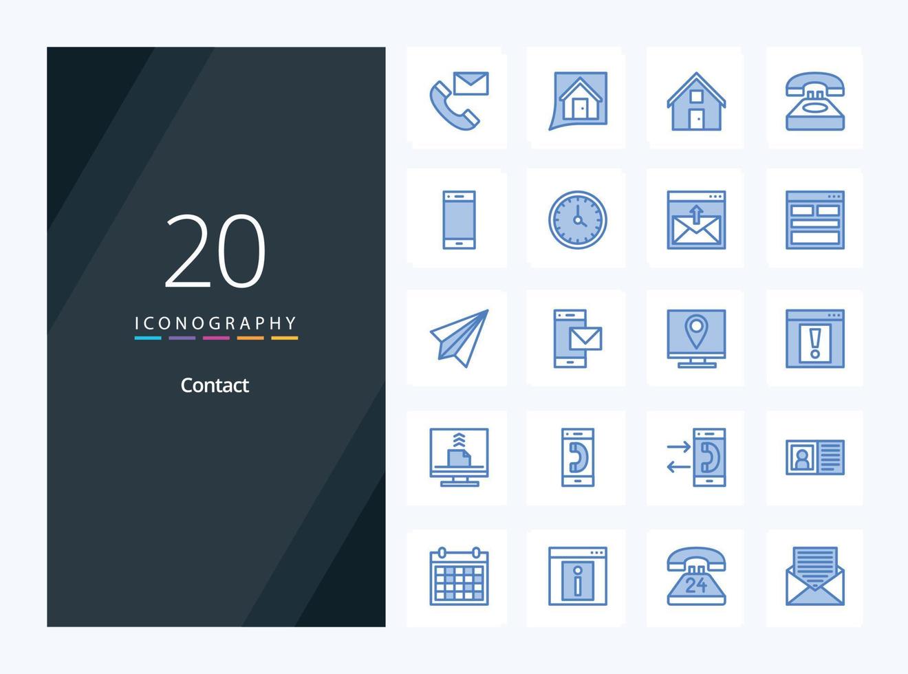 20 Contact Blue Color icon for presentation vector