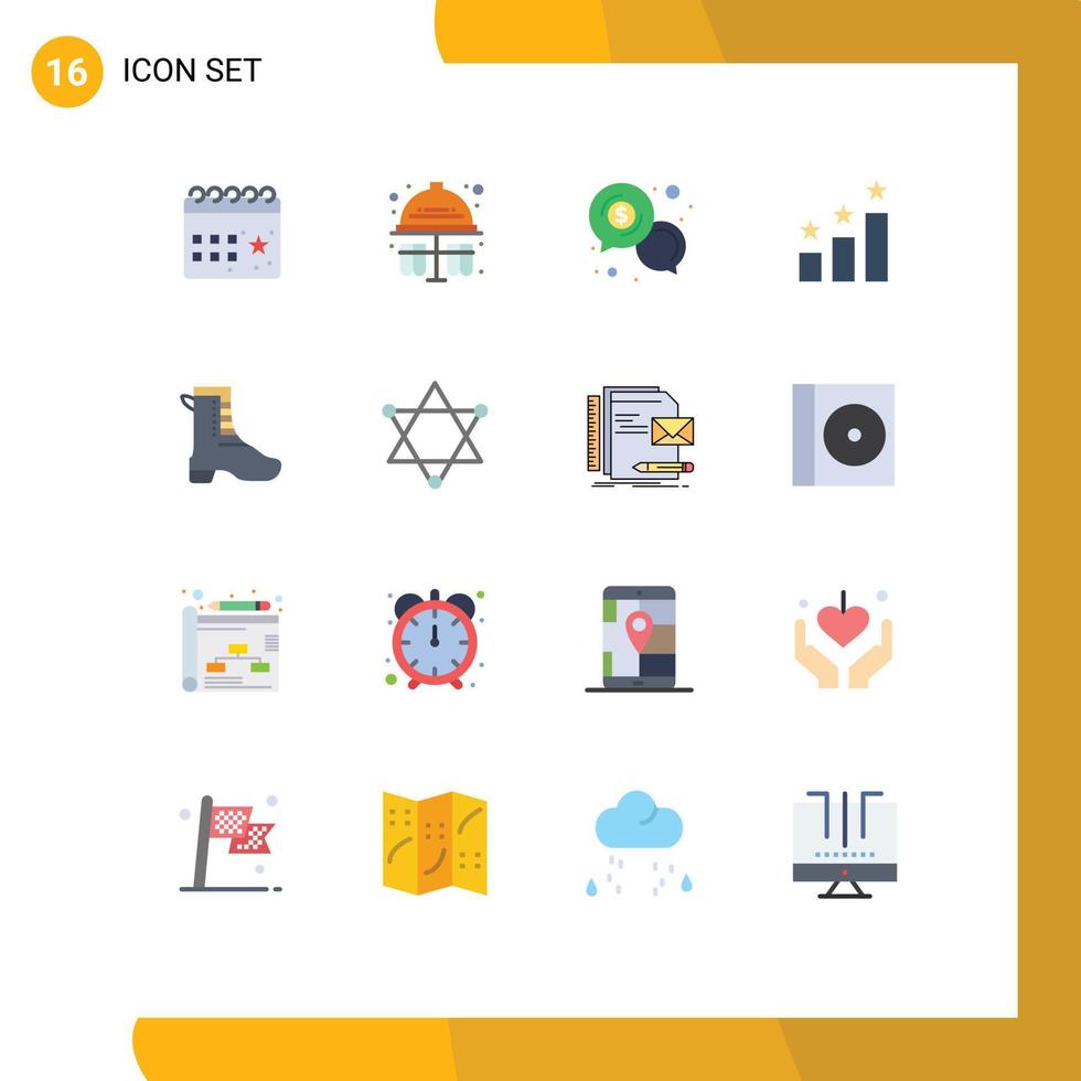 Flat Color Pack of 16 Universal Symbols of activity position hard hat achievement communication Editable Pack of Creative Vector Design Elements