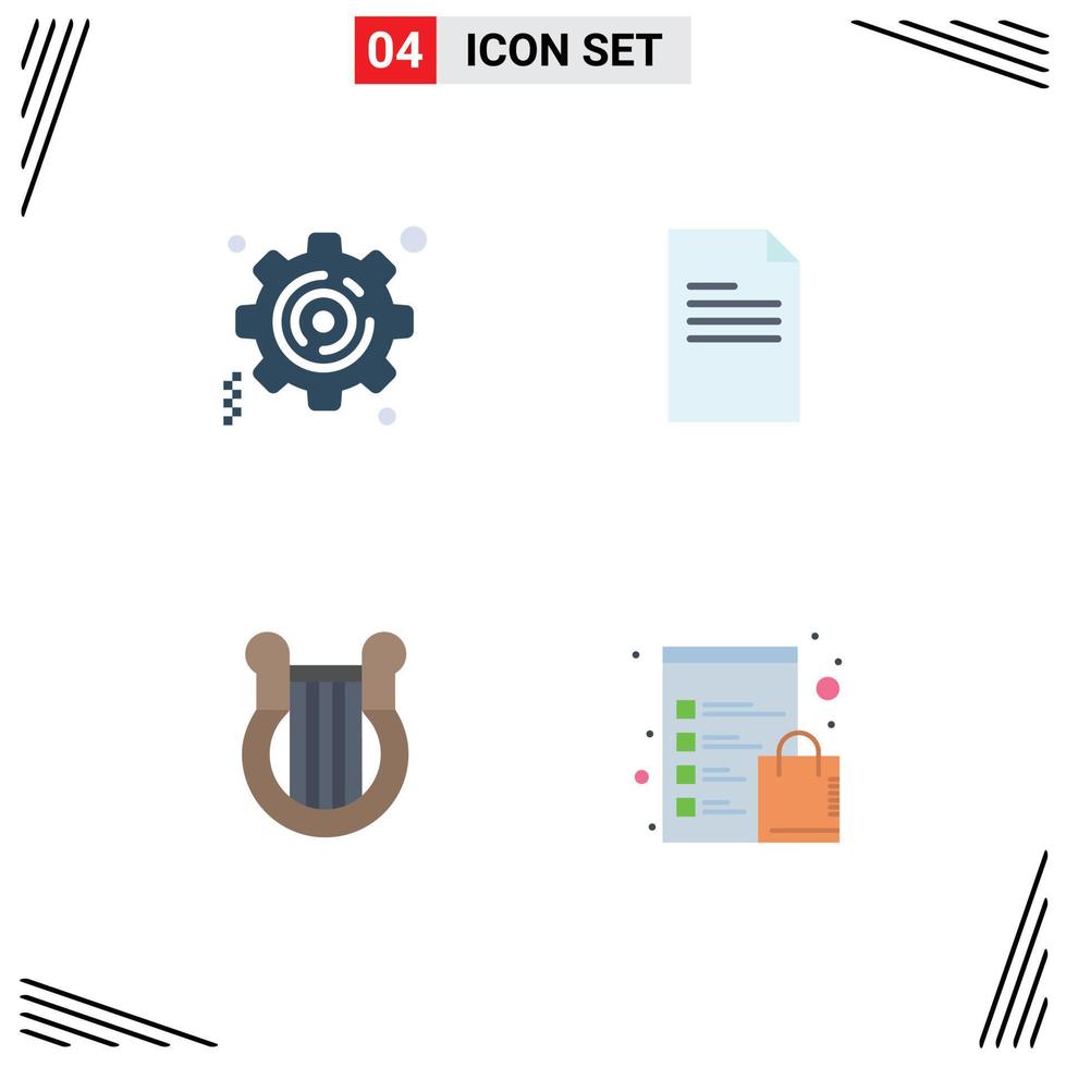 paquete de iconos de vector de stock de 4 signos y símbolos de línea para elementos de diseño de vector editable de nación de informe de archivo de arpa comercial