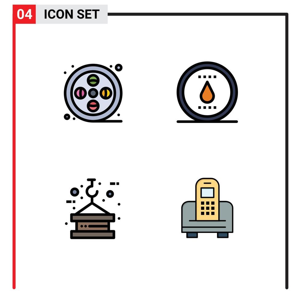 4 iconos creativos signos y símbolos modernos de elementos de diseño vectorial editables de cuerda de poder de pintura de gancho real vector