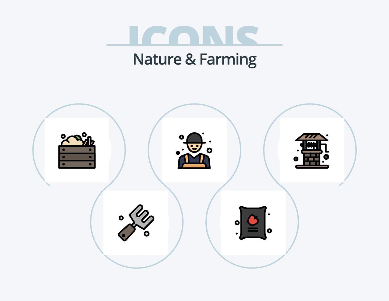 paquete de iconos llenos de línea de naturaleza y agricultura 5 diseño de iconos. agricultura. agricultura. agricultura. granja. naturaleza vector