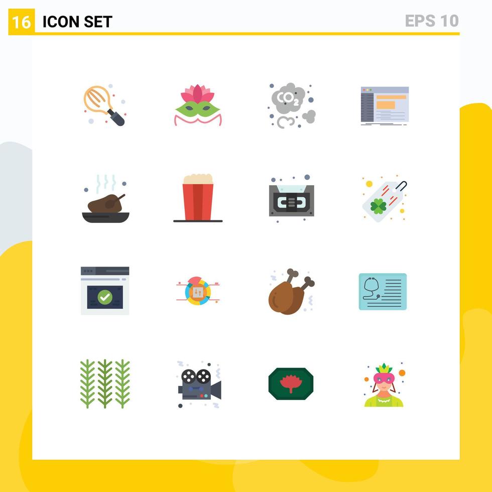 16 Creative Icons Modern Signs and Symbols of chicken root carbon panel admin Editable Pack of Creative Vector Design Elements