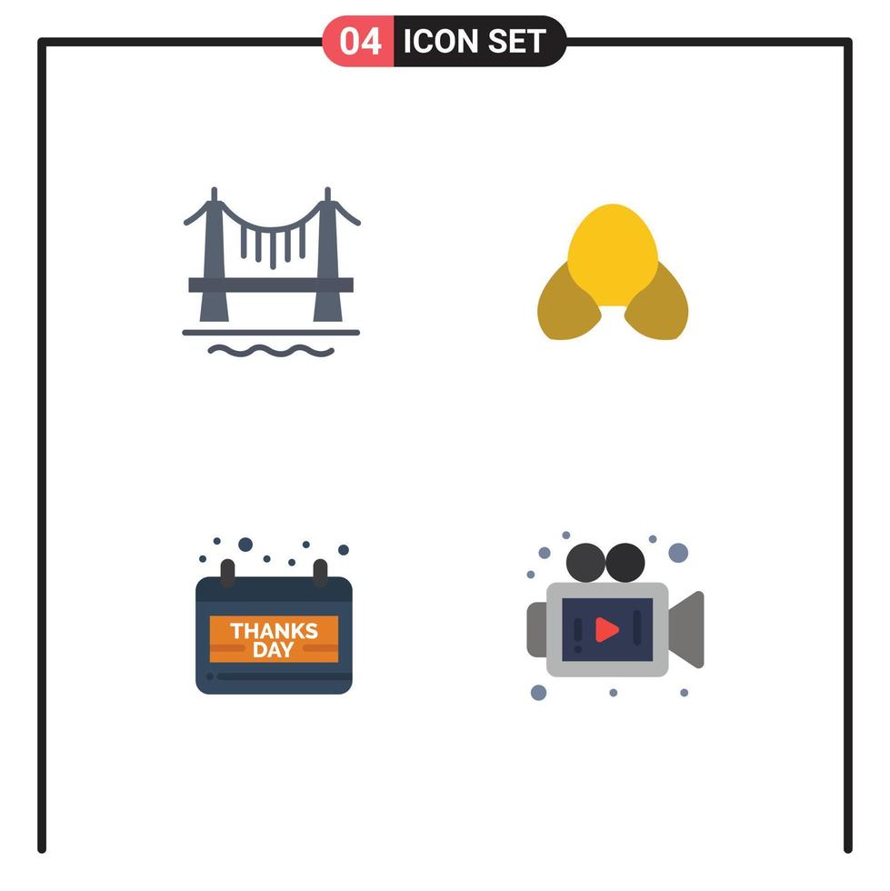 4 Universal Flat Icons Set for Web and Mobile Applications bridge date cityscape clothes thanks day Editable Vector Design Elements
