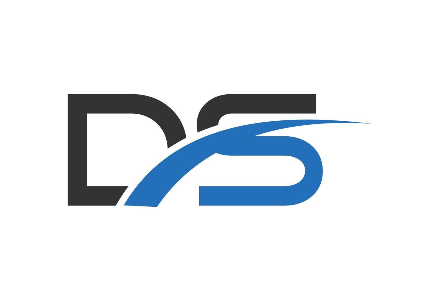 D S letter logo design, with swoosh, Vector design concept