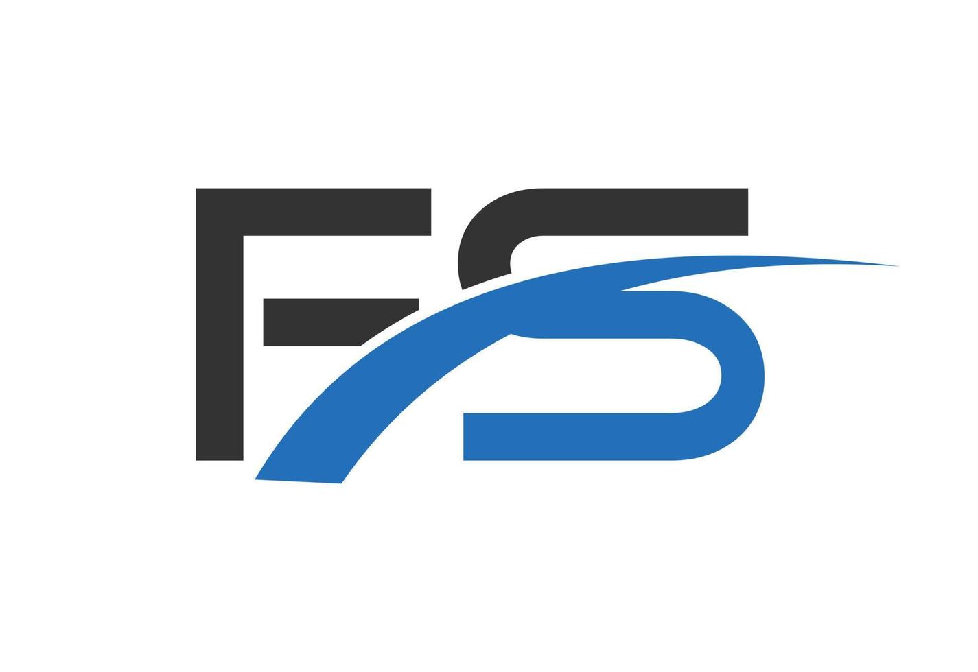 F S letter logo design, with swoosh, Vector design concept