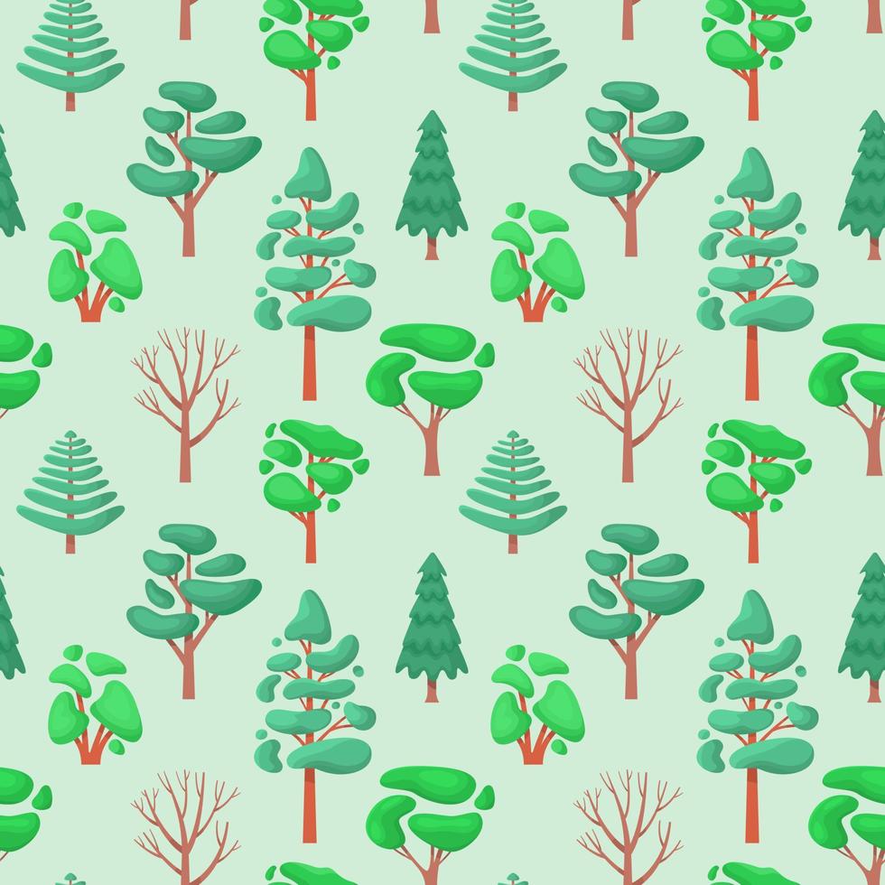 Cute seamless pattern with various trees vector