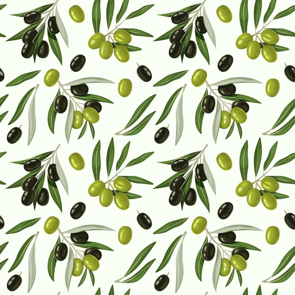 Seamless pattern with olive branches and leaves. vector