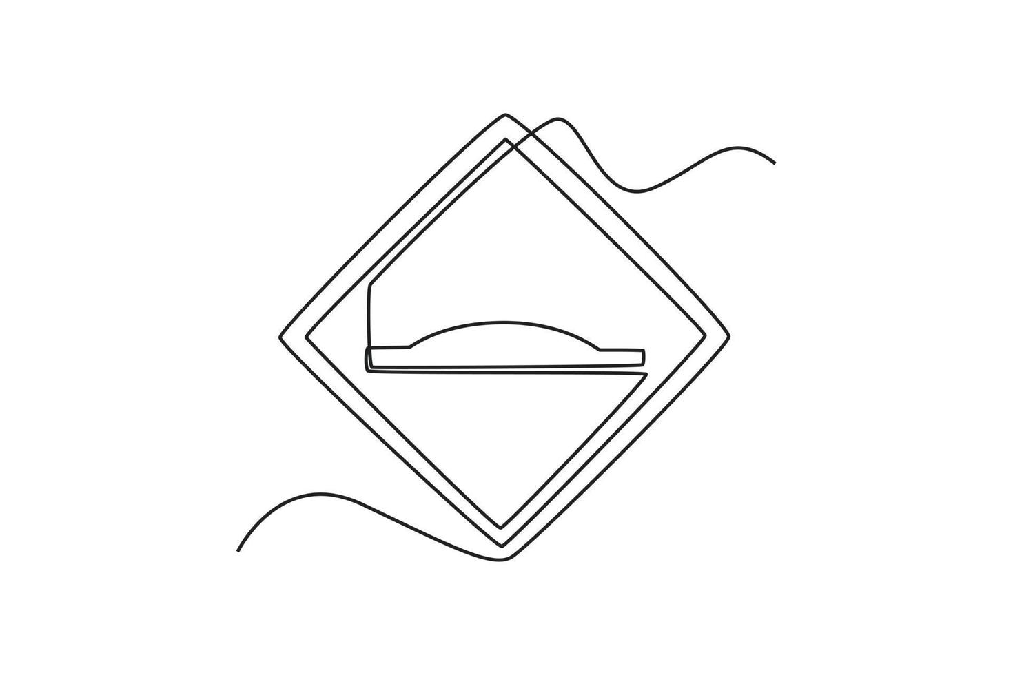 Continuous one line drawing Speedbumps road icon. Traffic signs Concept. Single line draw design vector graphic illustration.