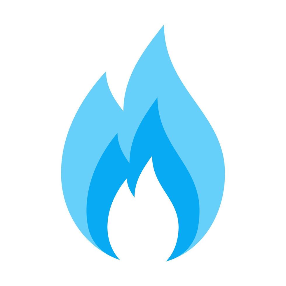 quemador de gas con fuego, icono de llama azul. placa de símbolo en la estufa de gas. fuego para cocinar y calentar. ilustración plana vectorial vector