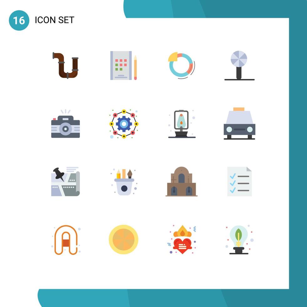 Set of 16 Modern UI Icons Symbols Signs for camera rattle graph infancy baby rattle Editable Pack of Creative Vector Design Elements