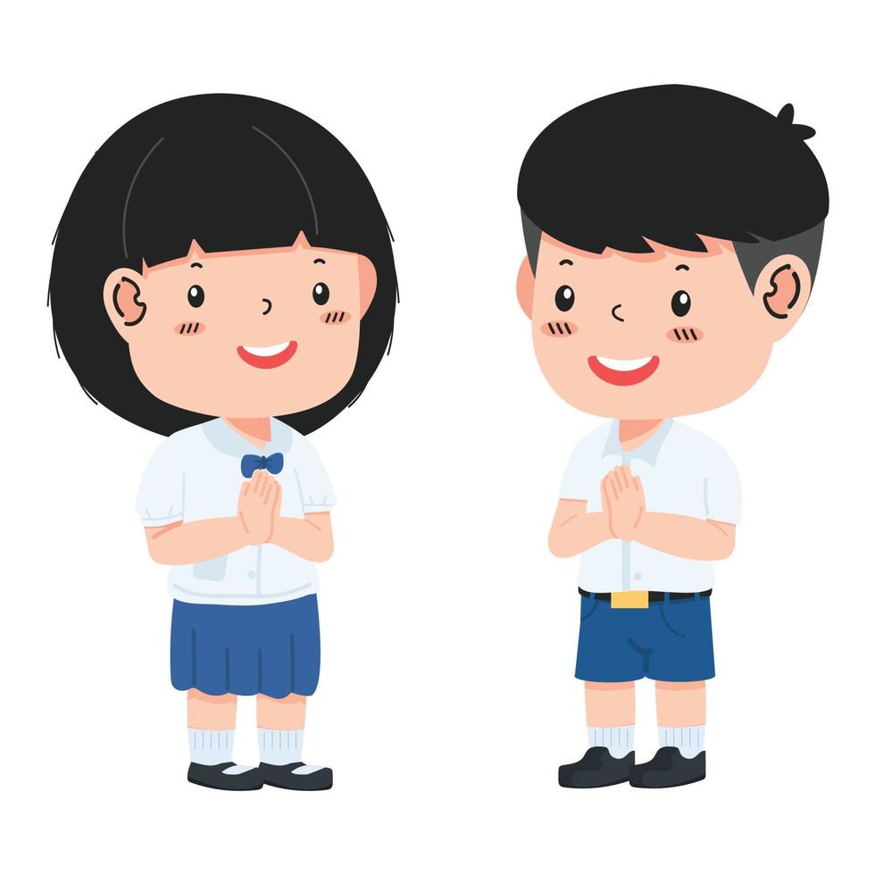 Thai student  with namaste character pose vector