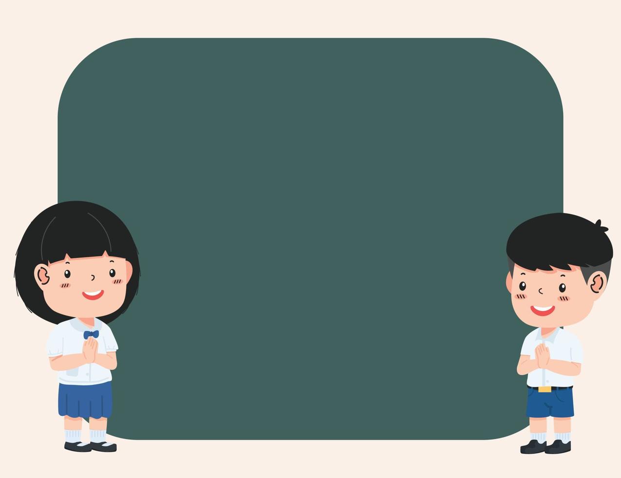 Thai student  with namaste character banner sign vector