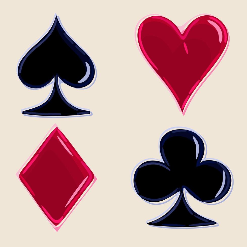 Card suits. Vector illustration on light background.