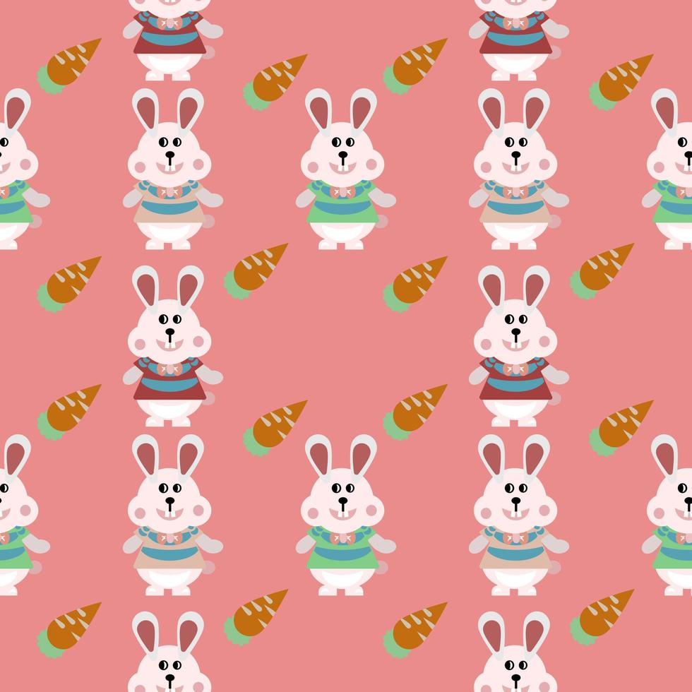 Rabbit pattern design, orange carrot, fabric pattern, 2023 year of the rabbit vector