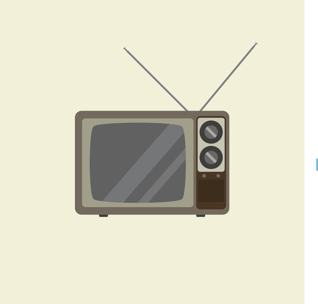 Ilustración de vector de diseño plano de televisión clásica vintage. diseño de televisión retro. viejos electronicos