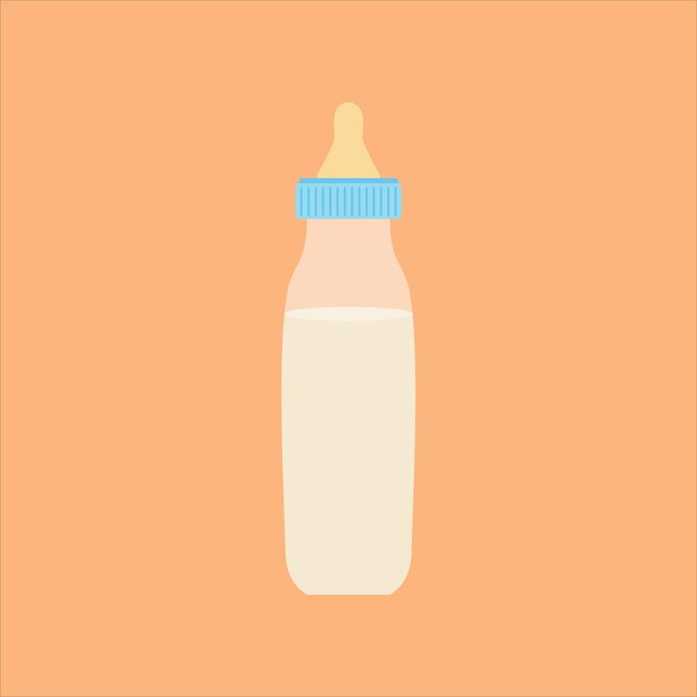 Baby milk bottle vector design illustration isolated on color background. Dairy product. Isolated vector illustration in cartoon style