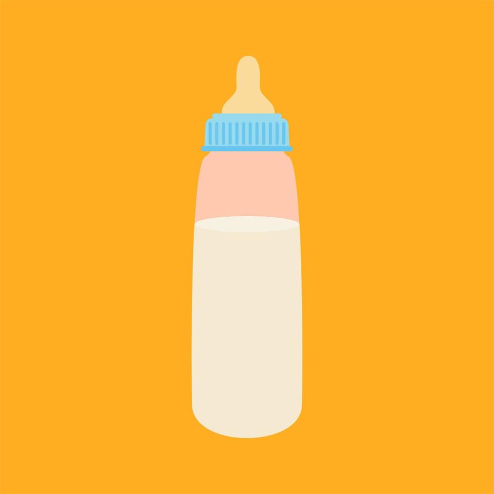 Baby milk bottle vector design illustration isolated on color background. Dairy product. Isolated vector illustration in cartoon style