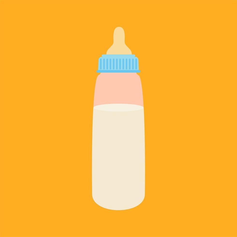 Baby milk bottle vector design illustration isolated on color background. Dairy product. Isolated vector illustration in cartoon style