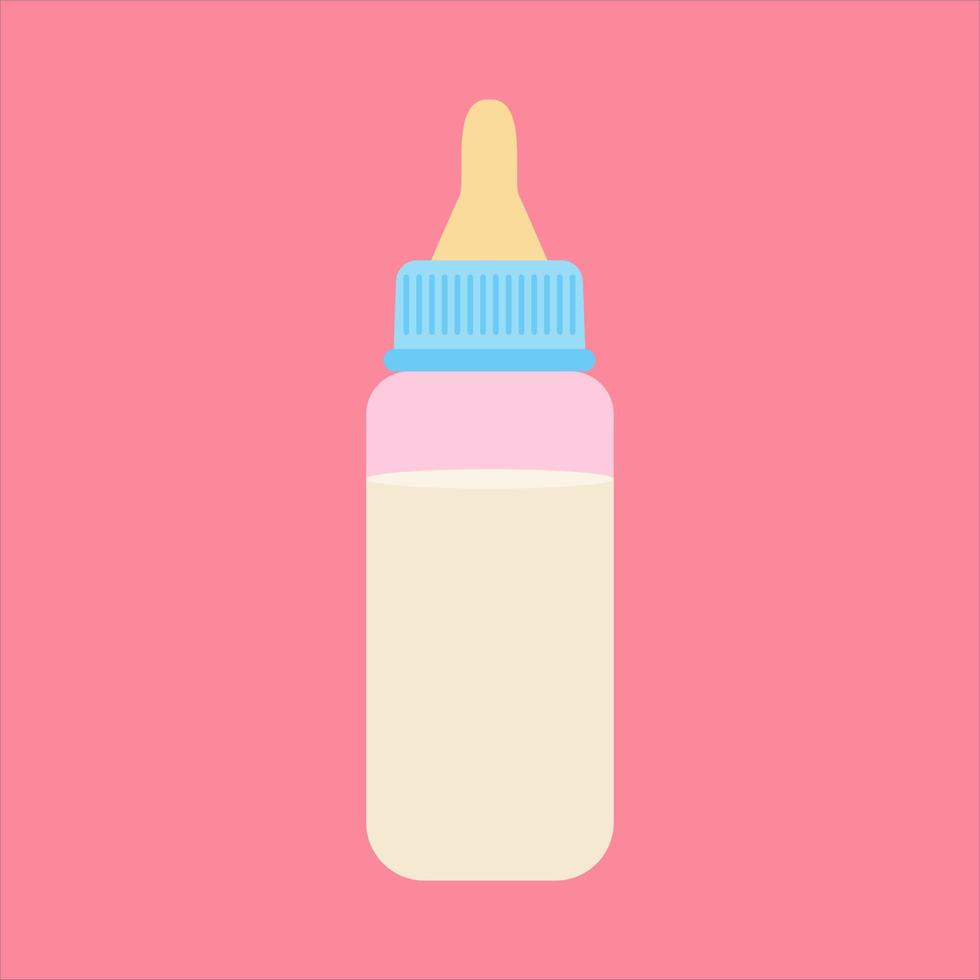 Baby milk bottle vector design illustration isolated on color background. Dairy product. Isolated vector illustration in cartoon style