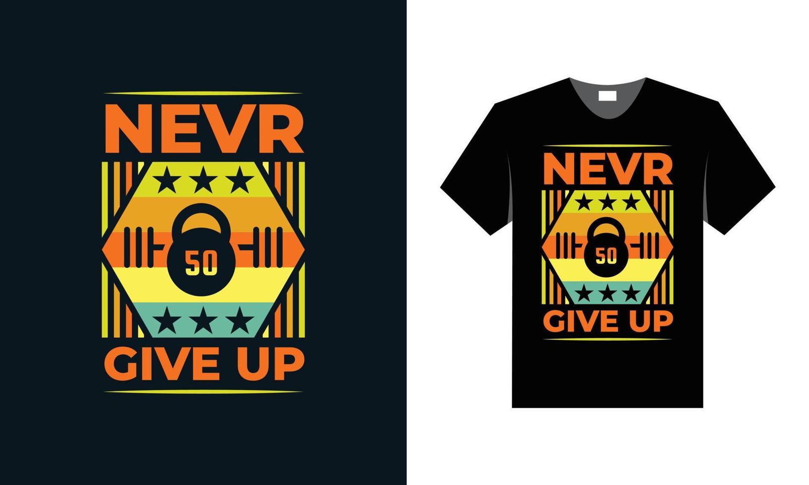 best retro typography t shirt design for gym and fitness lover. vector