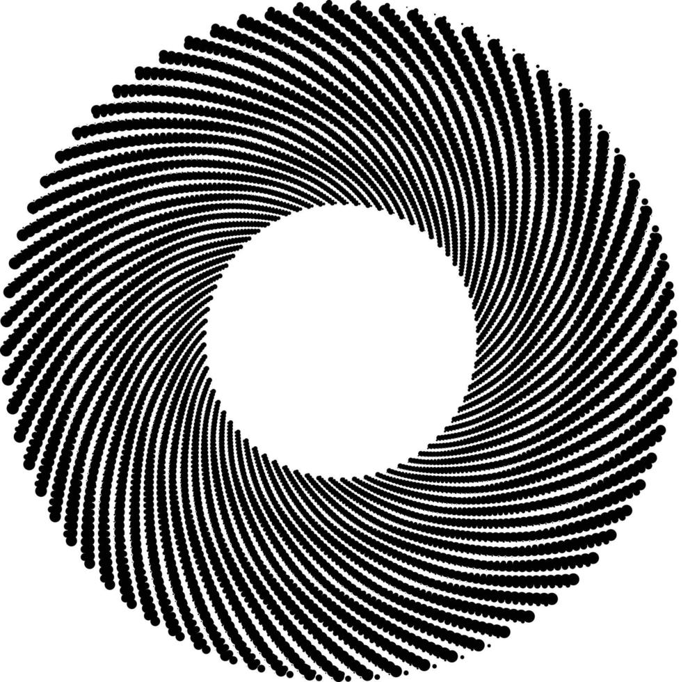 Halftone circular spiral logo set. Circular dotted isolated on the white background. Halftone fabric design. Halftone circle dots texture. Vector design element for various purposes.