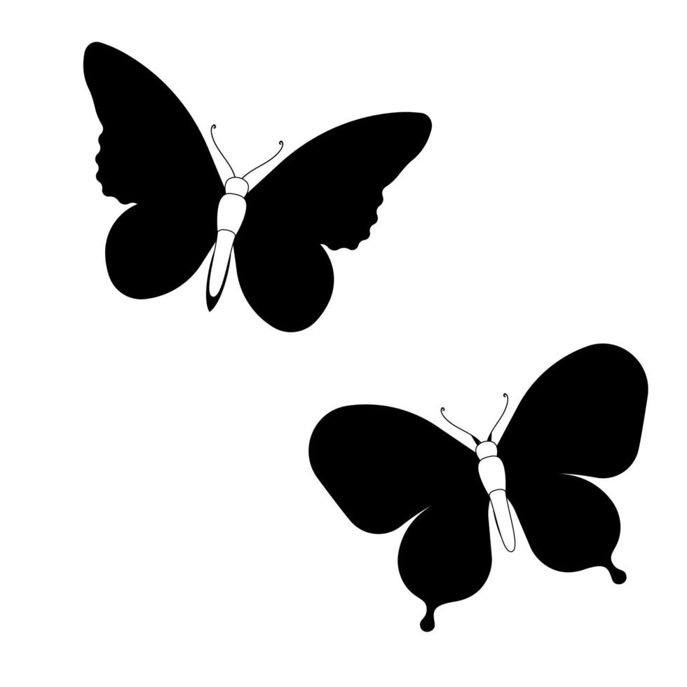 Butterfly set graphic black white isolated sketch illustration vector. Modern seamless pattern of monarch butterfly contours on white background for decoration design. Closeup design element. vector