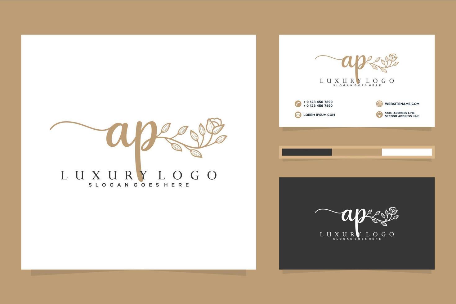 Initial AP Feminine logo collections and business card templat Premium Vector