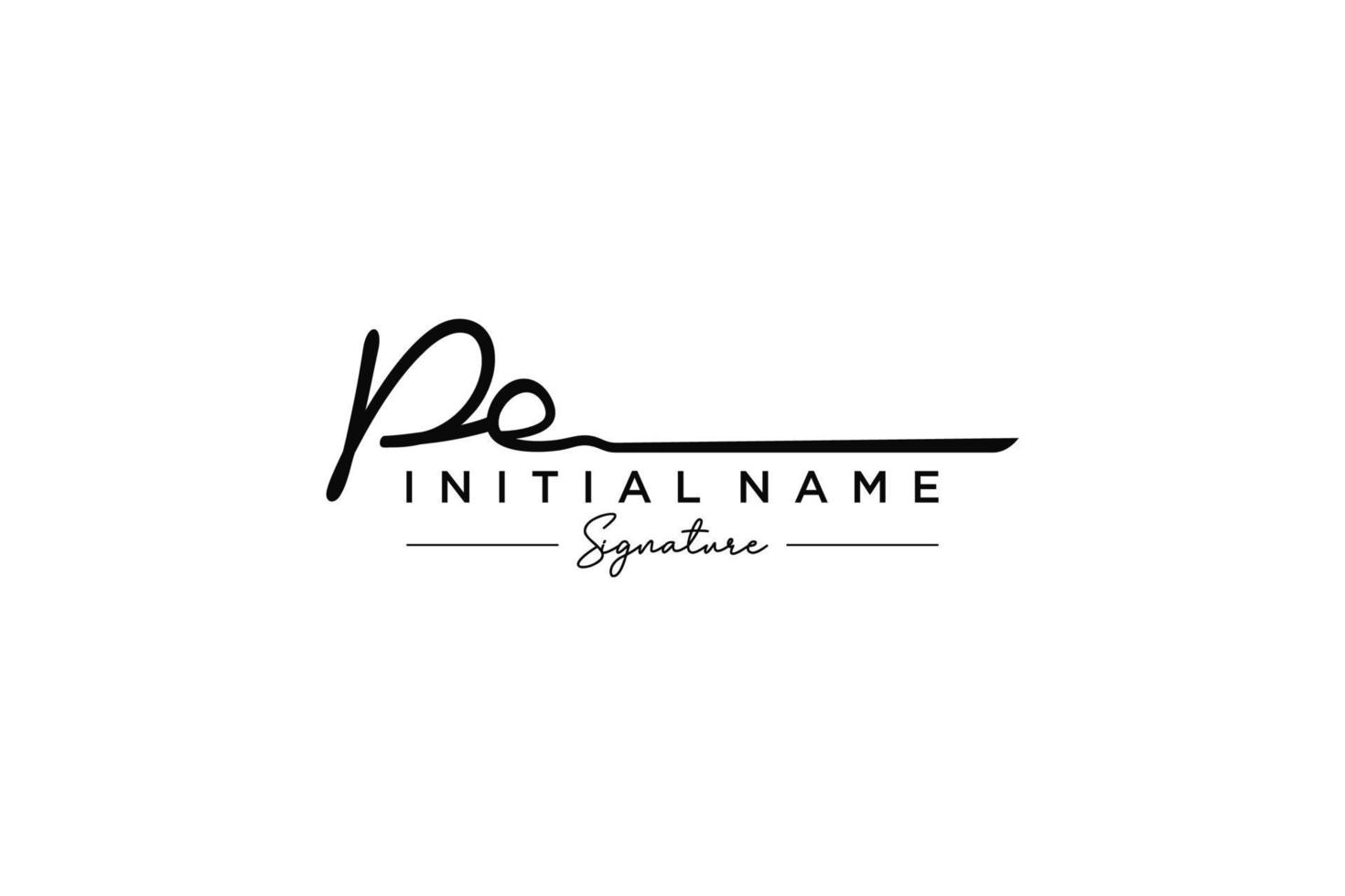 Initial PE signature logo template vector. Hand drawn Calligraphy lettering Vector illustration.