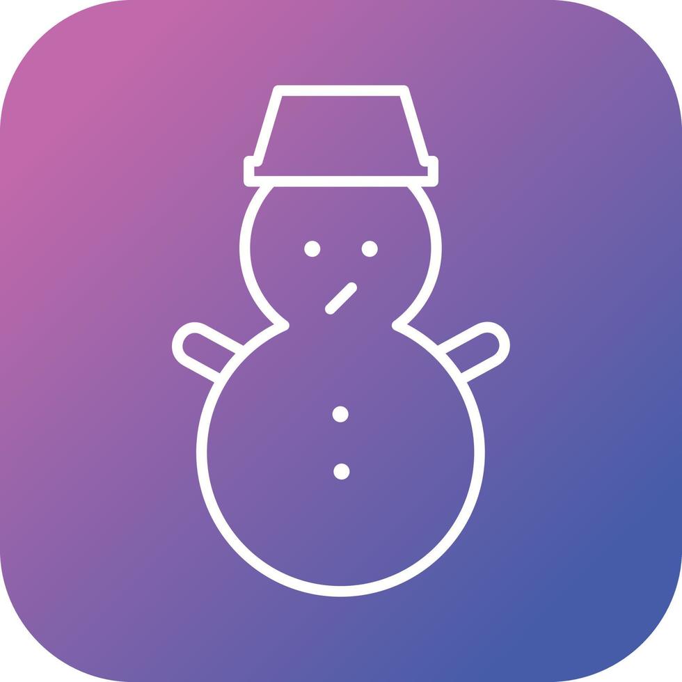 hermoso icono de vector de línea de muñeco de nieve
