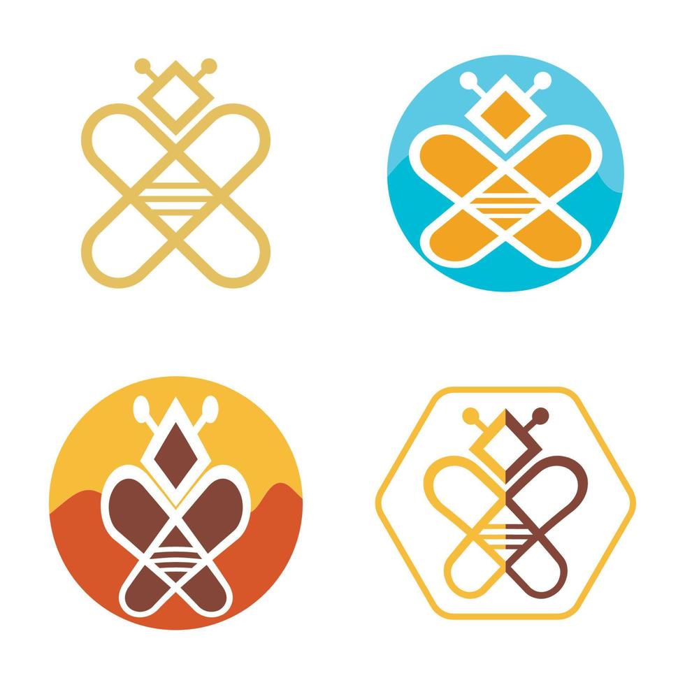 bee logo illustrations design icon vector