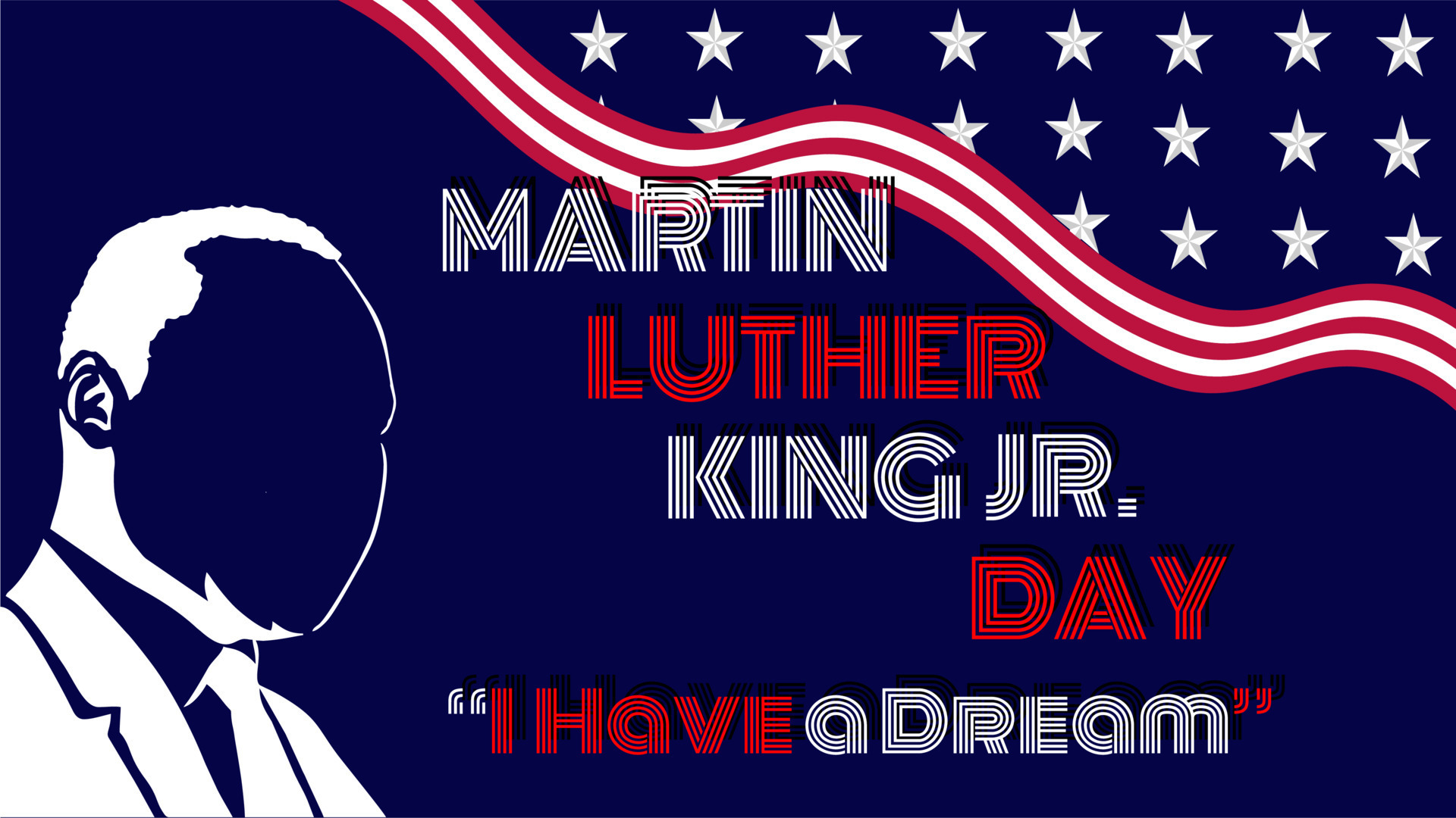Happy Martin Luther King Day with US Flag blue background vector