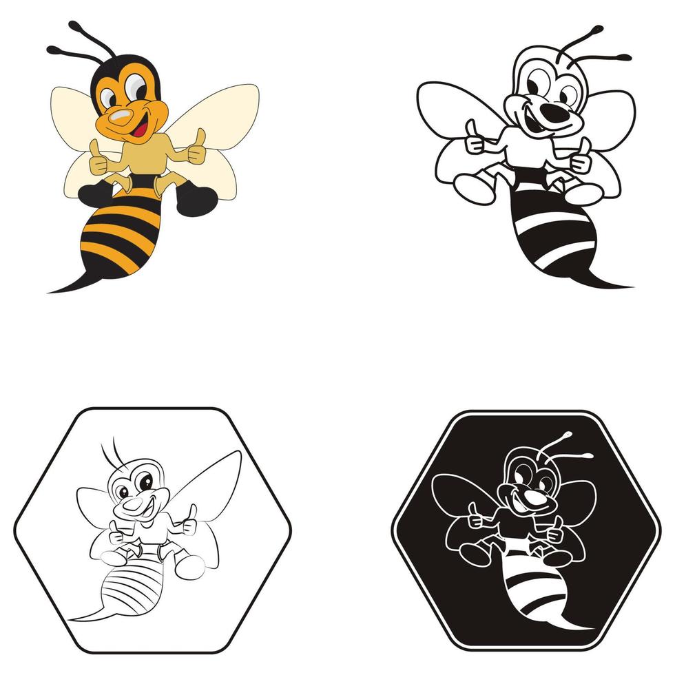 bee logo illustrations design icon vector