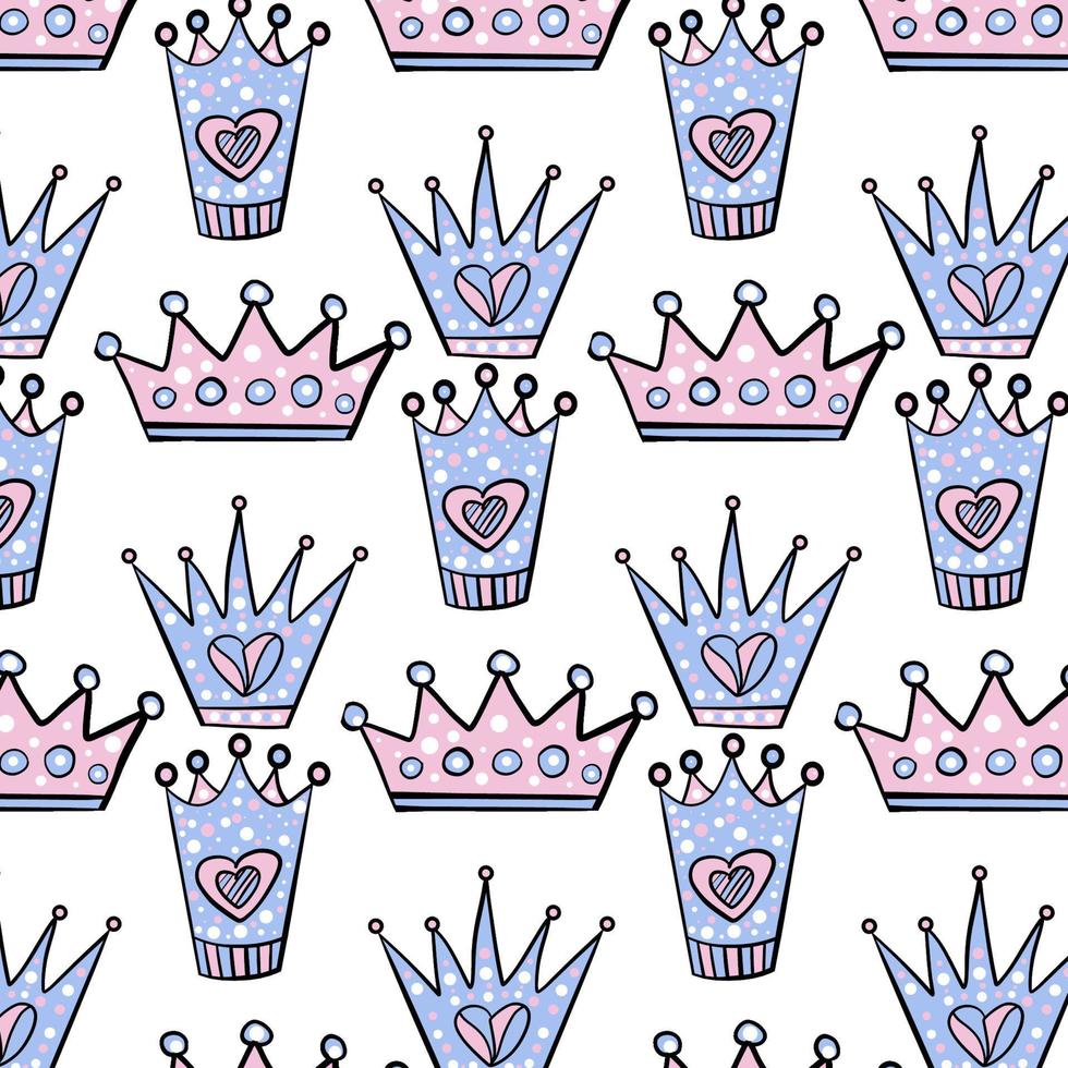 Pattern with crowns. Color print. Icons vector illustrations.