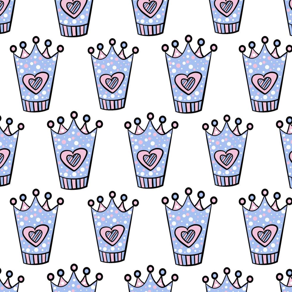 Pattern with crowns. Color print. Icons vector illustrations.