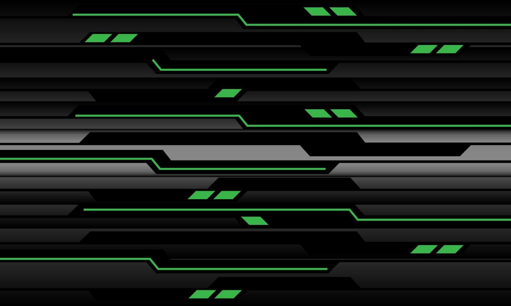 Abstract technology green light power cyber line futuristic black circuit on metal design ultramodern background vector