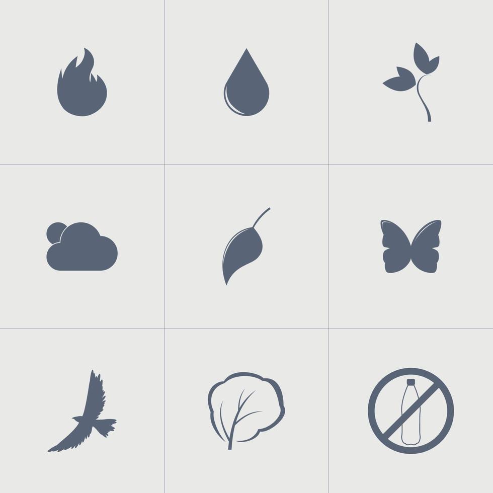 conjunto de iconos en una naturaleza temática vector