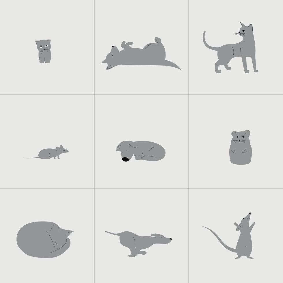 conjunto de iconos sobre un tema animales vector