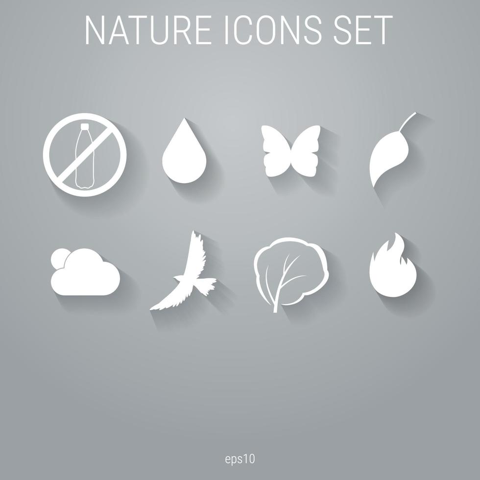 Set of icons on a theme nature 3d vector